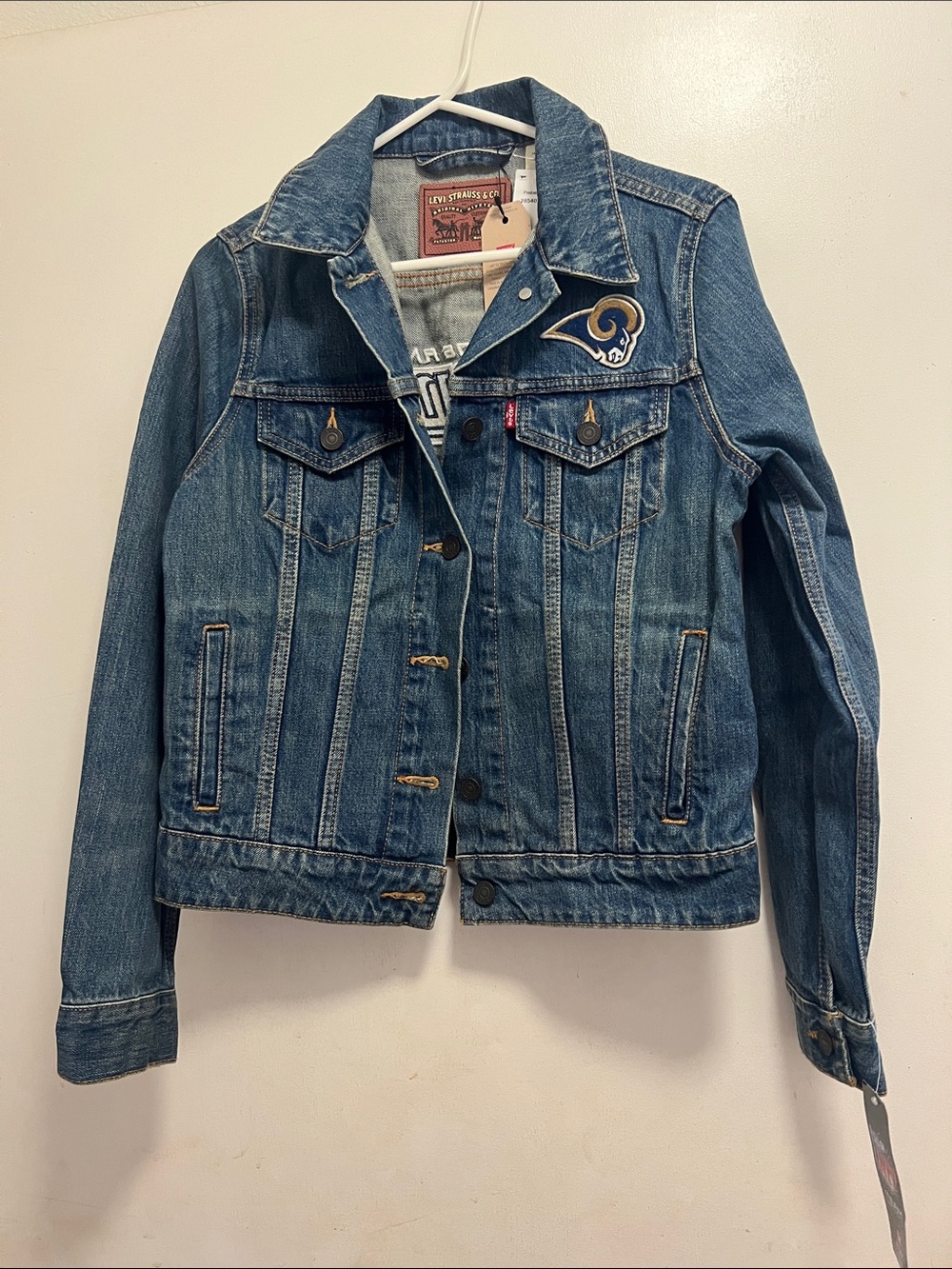 Levi's Blue Denim Jean Jacket with NFL Rams